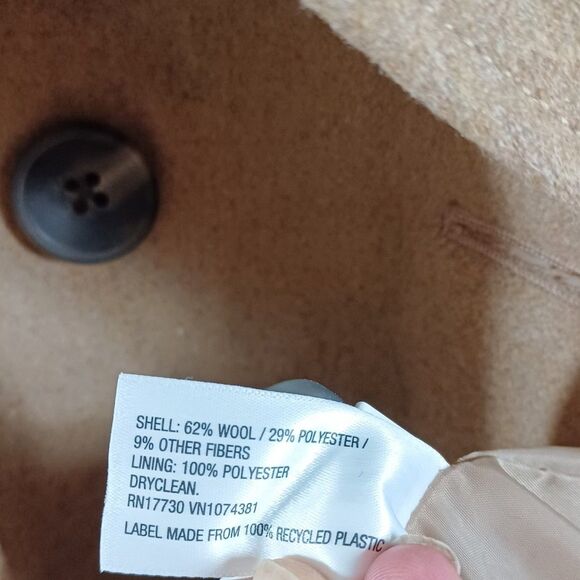 NWT Ava & Viv Camel Wool Blend Peacoat 4X Double Breasted Classic Winter Coat - Picture 10 of 10